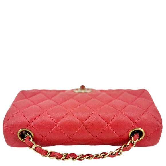 Chanel Classic Rectangular Flap Mini Quilted Leather Crossbody Bag Reddish Pink - Picture 4 of 16